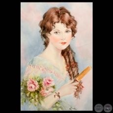 JOVEN EN SU GRADUACIÓN, 1985 - Placa de porcelana de MARTHÚ RODRÍGUEZ ALCALÁ